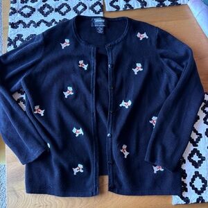 Designers Originals Studio Joy Knit Cardigan Dogs Womens PL petite